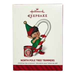 Hallmark Ornament 2014 North Pole Tree Trimmers 2nd in Series Elf Candy Cane NEW